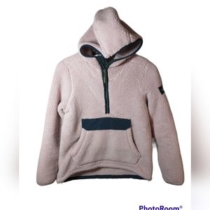 The North Face Hooded Campshire Fleece, half zip, pink and blue, size S